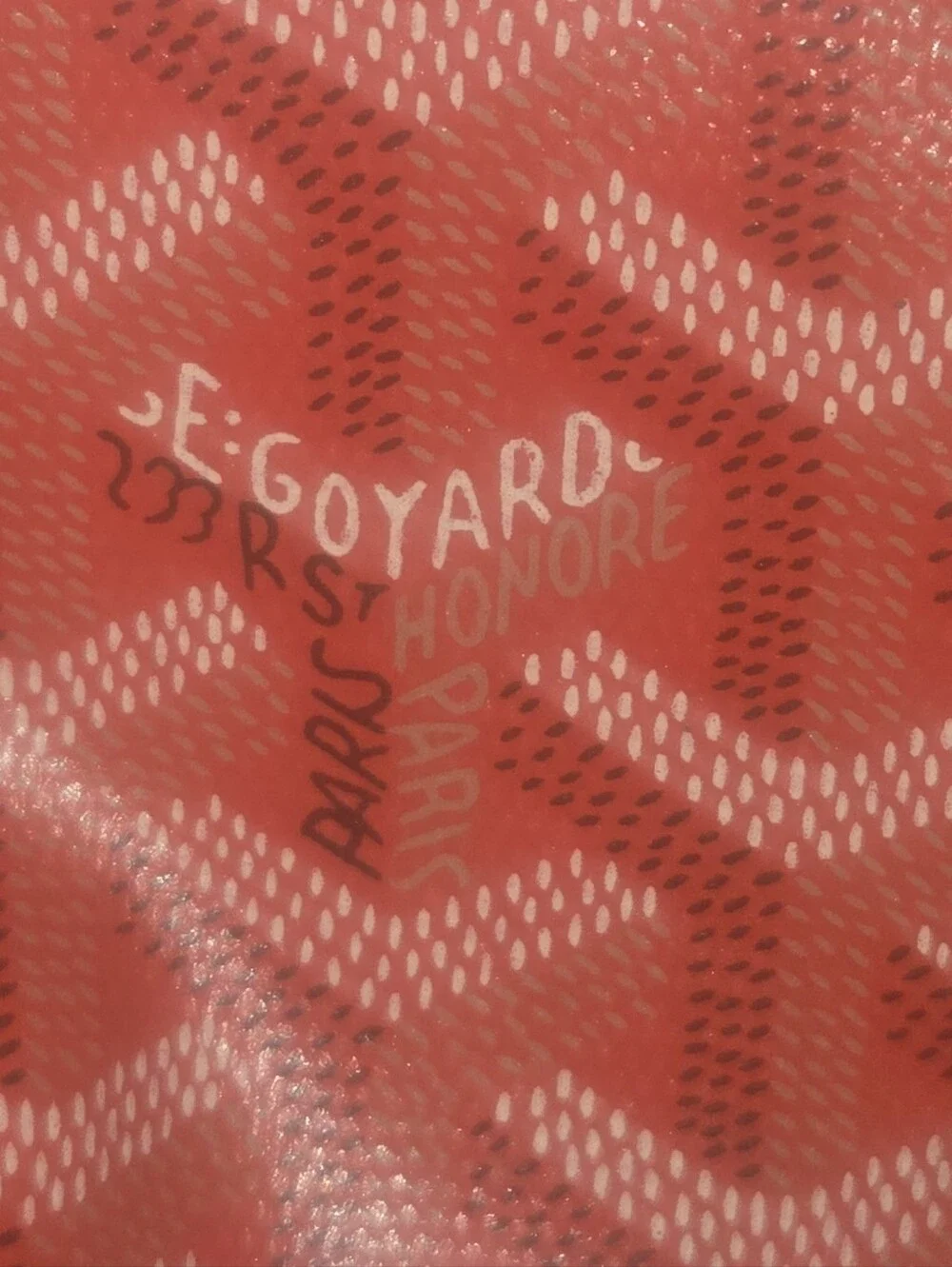 Red Patterned Tote with Double Top Handles